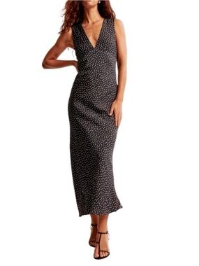Abercrombie & Fitch, satin maxi dress with v-neck